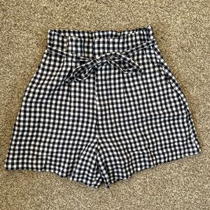 Abercrombie gingham Plaid Linen Shorts